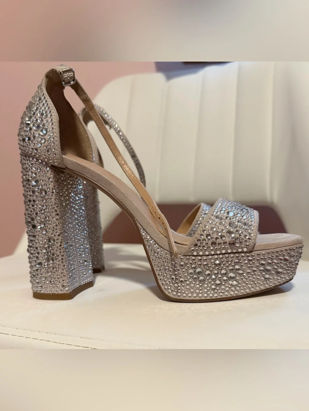 Madden Girl Omega Crystal Rhinestone Platform Heels with Ankle Strap